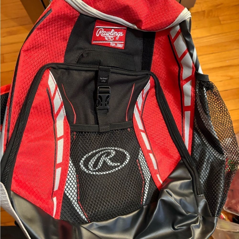 Red Backpack with Graphic Design